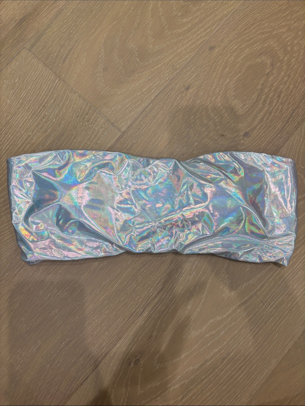 Holographic Silver Bandeau Top